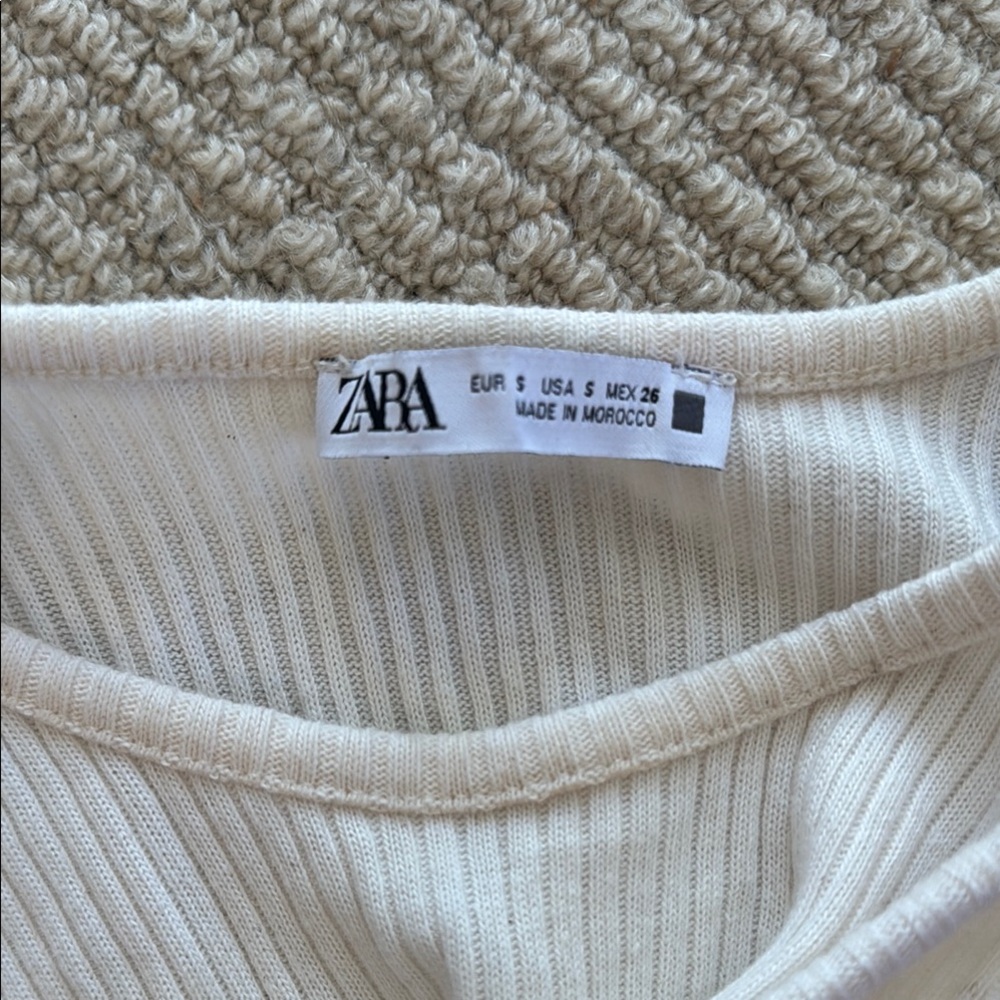 Zara Cream Ribbed Women's Top - Picture 3 of 3